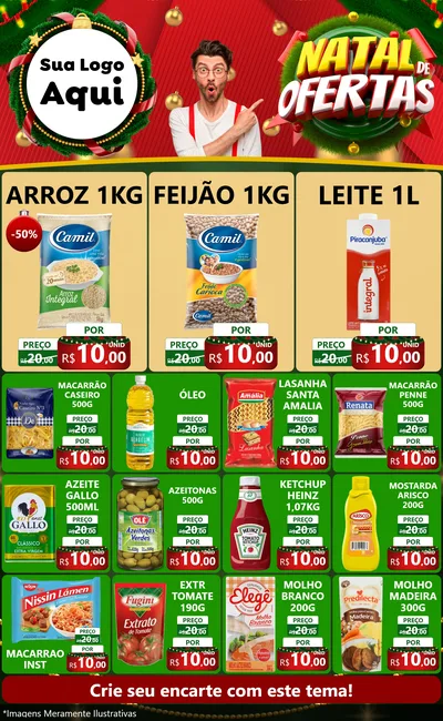 Modelo de Encarte para Encarte Grande com o tema Natal de Ofertas para Supermercado