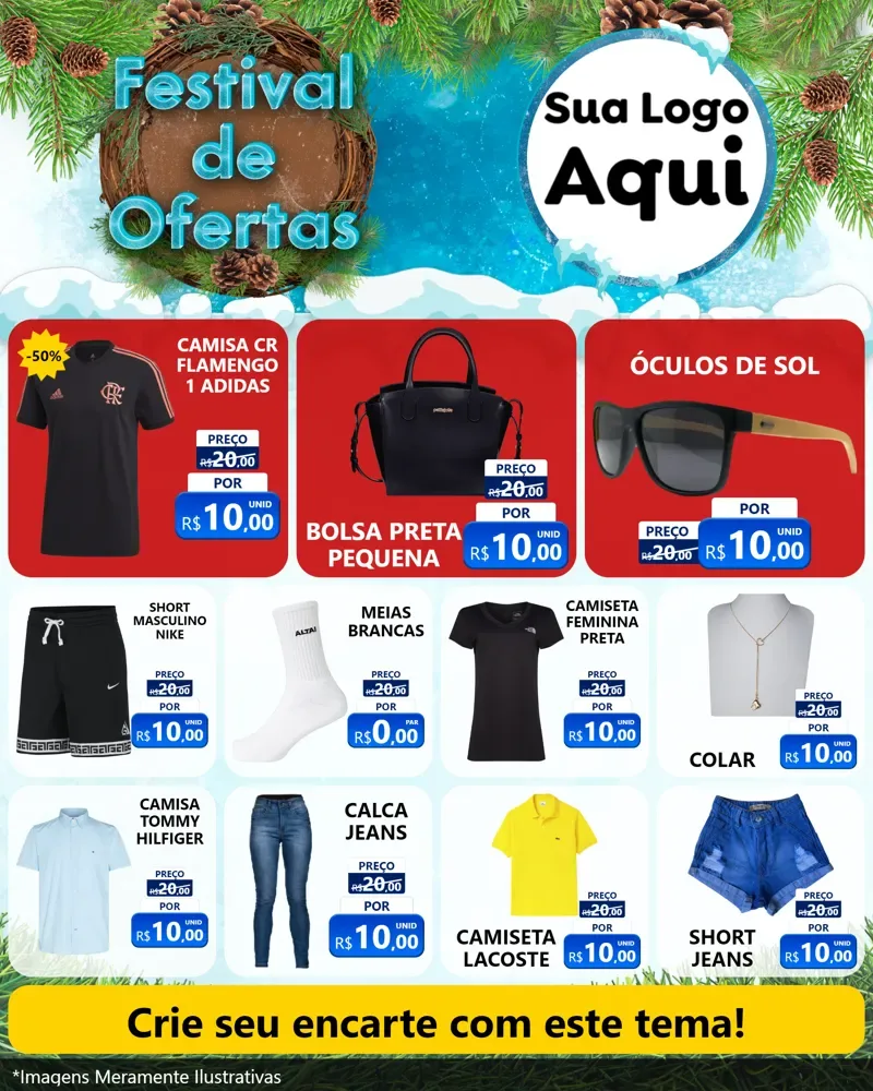 Modelo de Rede Social para Feed Instagram com o tema Festival de Ofertas - Inverno para Roupas e acessórios