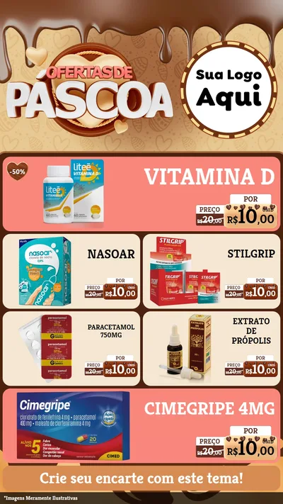Modelo de TV para TV Vertical com o tema Ofertas de Páscoa para Farmácia