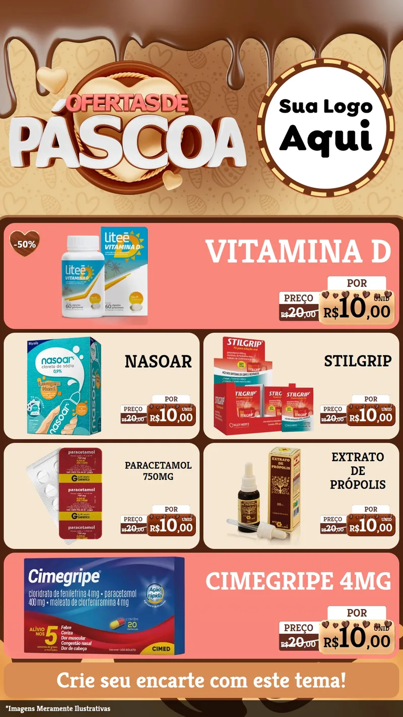 Modelo de TV para TV Vertical com o tema Ofertas de Páscoa para Farmácia