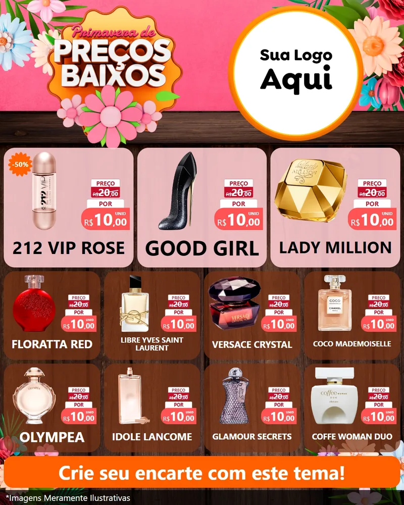 Modelo de Rede Social para Feed Instagram com o tema Primavera de Preços Baixos para Perfumes