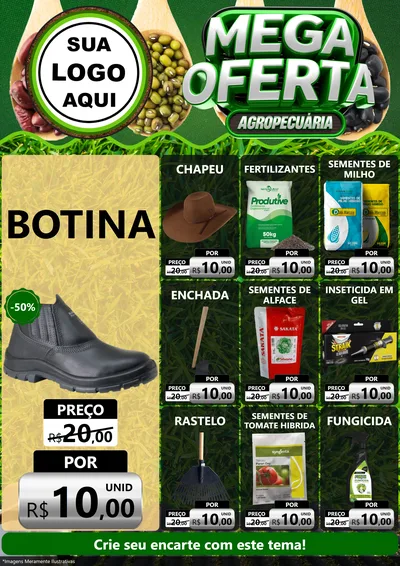 Modelo de Encarte para Encarte A4 Vertical com o tema Mega Oferta - Agropecuária para Agropecuária
