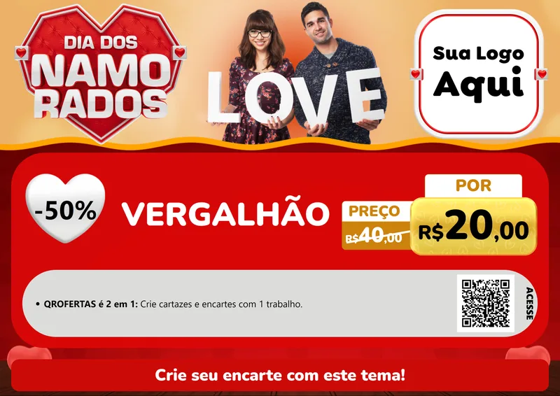 Modelo de Cartaz para Cartaz A4 Horizontal com o tema Dia dos Namorados para Ferragens