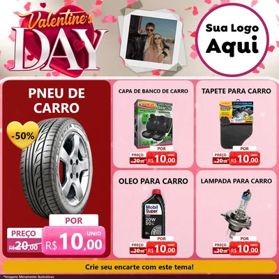Modelo de Rede Social para Feed Facebook com o tema Valentine's Day para Auto peças