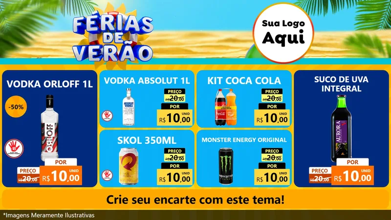 Modelo de TV para TV Horizontal com o tema Férias de Verão para Distribuidora de bebidas