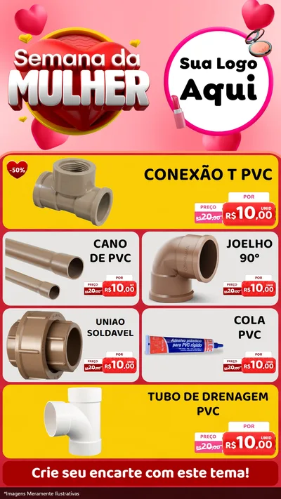 Modelo de TV para TV Vertical com o tema Semana da Mulher para Tubos e conexões