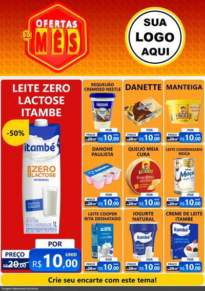 Modelo de Encarte para Encarte A4 Vertical com o tema Ofertas do Mês para Frios e Laticínios
