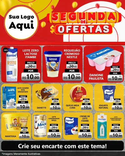 Modelo de Rede Social para Feed Instagram com o tema Segunda de Ofertas para Frios e Laticínios