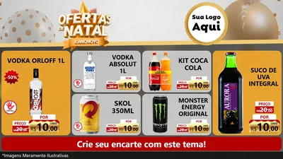 Modelo de TV para TV Horizontal com o tema Ofertas De Natal E Ano Novo para Distribuidora de bebidas