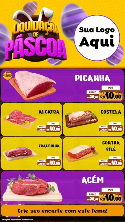 Modelo de TV para TV Vertical com o tema Liquidação de Páscoa para Açougue
