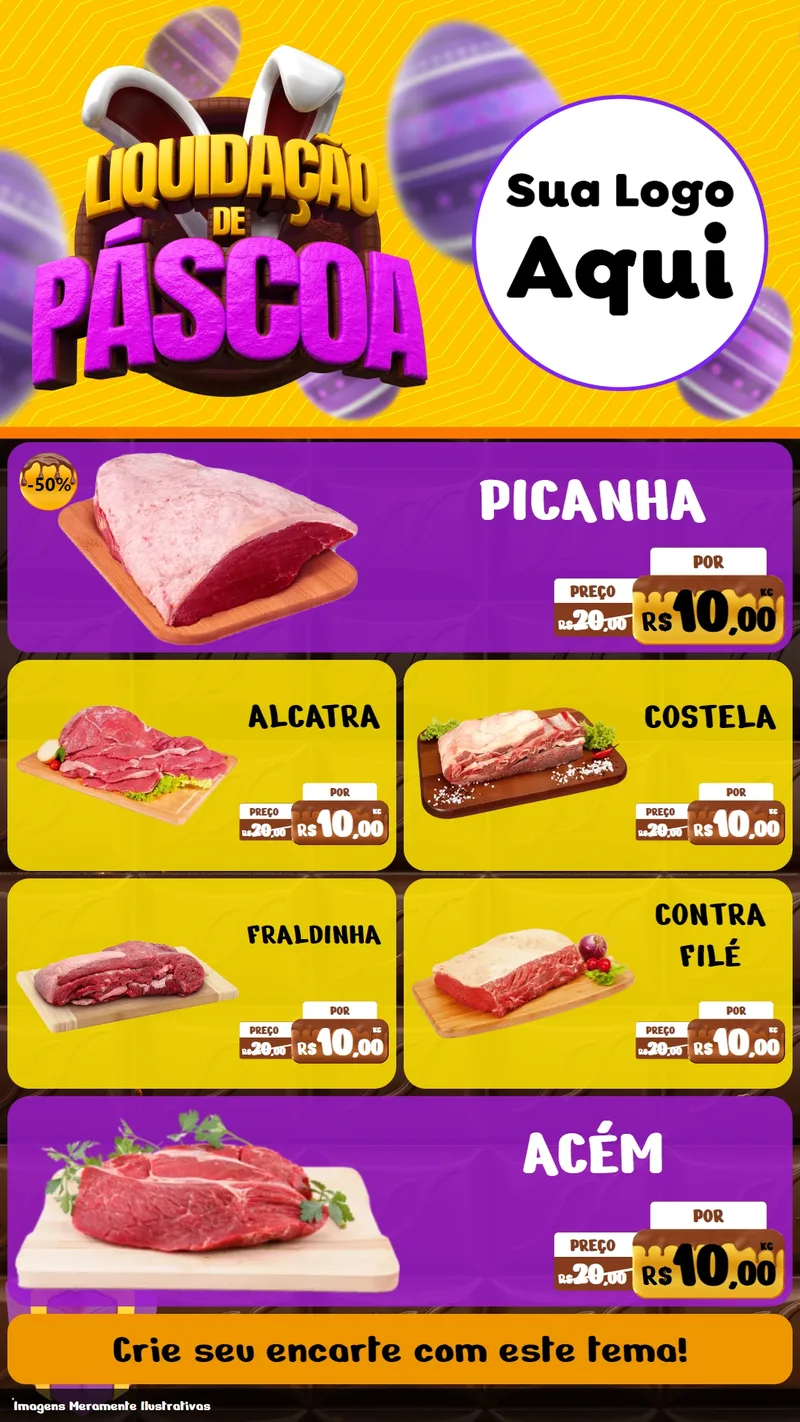 Modelo de TV para TV Vertical com o tema Liquidação de Páscoa para Açougue