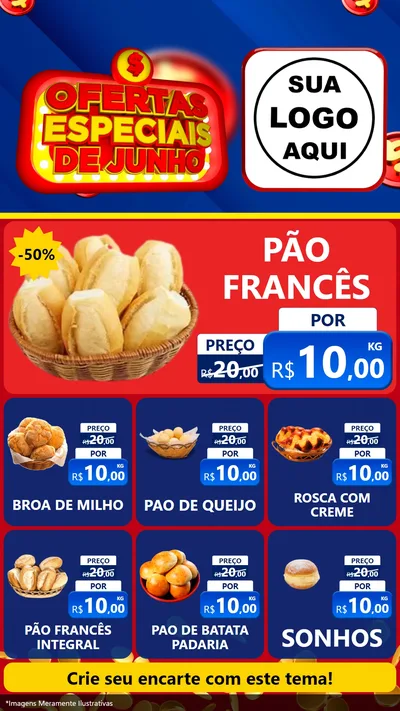 Modelo de Rede Social para Stories com o tema Ofertas Especiais de Junho para Padaria