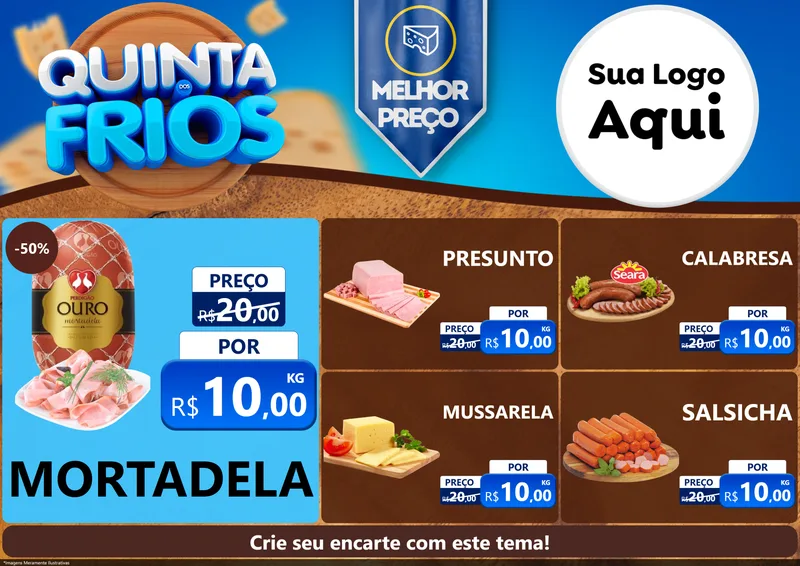 Modelo de Encarte para Encarte A4 Horizontal com o tema Quinta dos Frios para Frios e Laticínios
