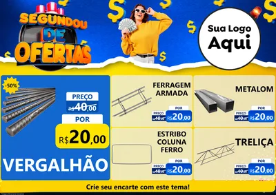 Modelo de Encarte para Encarte A4 Horizontal com o tema Segundou de Ofertas para Ferragens