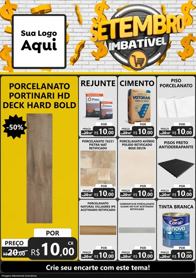 Modelo de Encarte para Encarte A4 Vertical com o tema Setembro Imbatível para Pisos e revestimentos