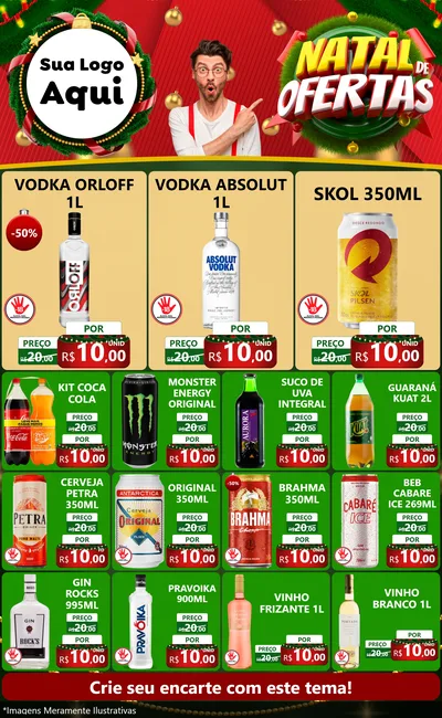 Modelo de Encarte para Encarte Grande com o tema Natal de Ofertas para Distribuidora de bebidas