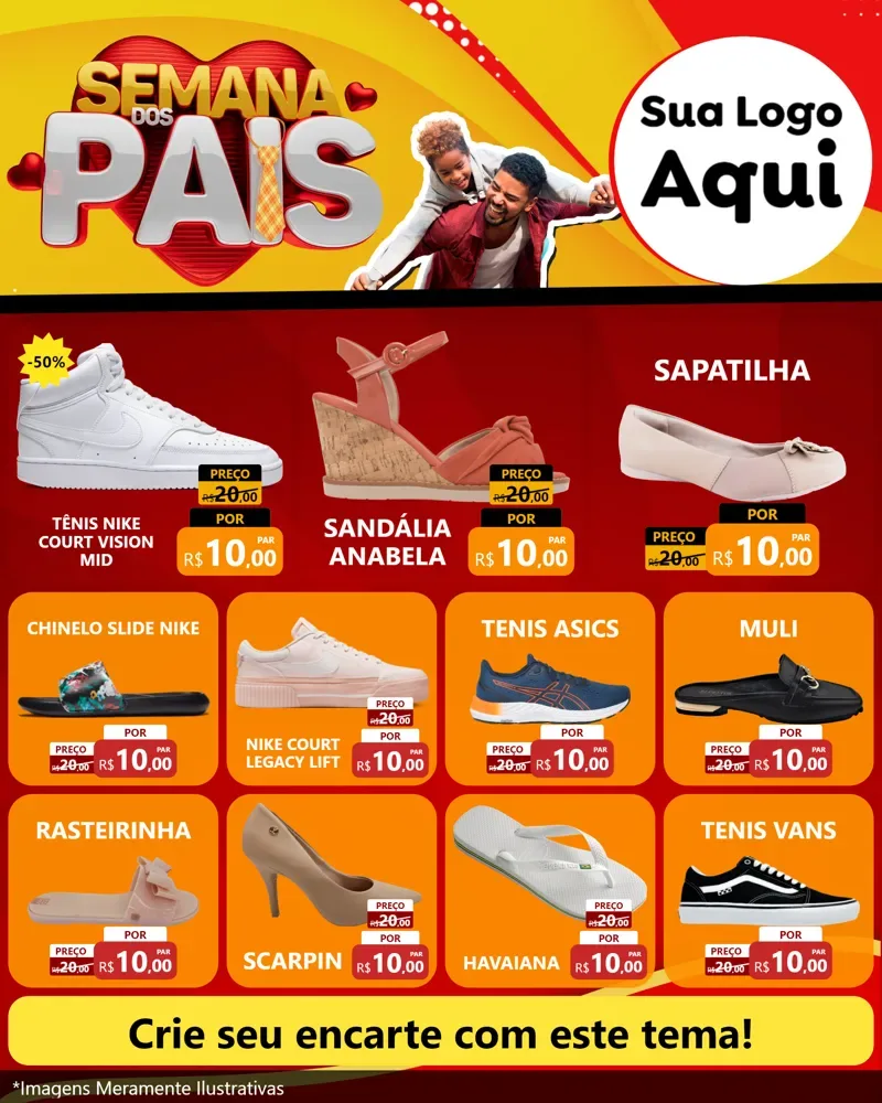 Modelo de Rede Social para Feed Instagram com o tema Semana Dos Pais para Calçados