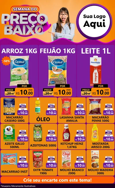 Modelo de Encarte para Encarte Grande com o tema Semana do Preço Baixo para Supermercado