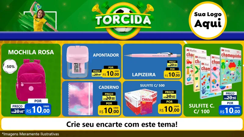 Modelo de TV para TV Horizontal com o tema Torcida para Papelaria