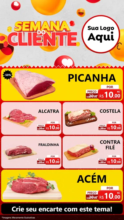 Modelo de TV para TV Vertical com o tema Semana do Cliente para Açougue