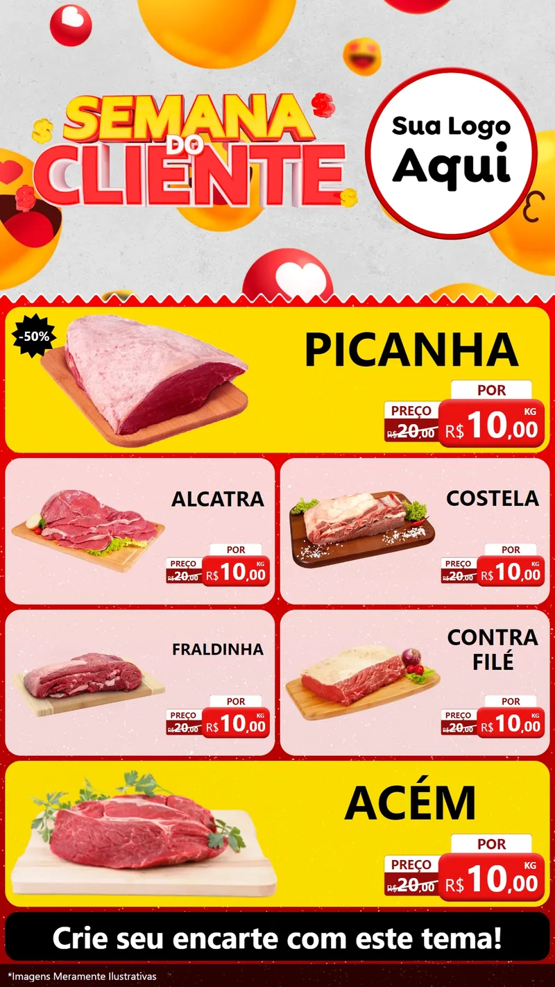 Modelo de TV para TV Vertical com o tema Semana do Cliente para Açougue