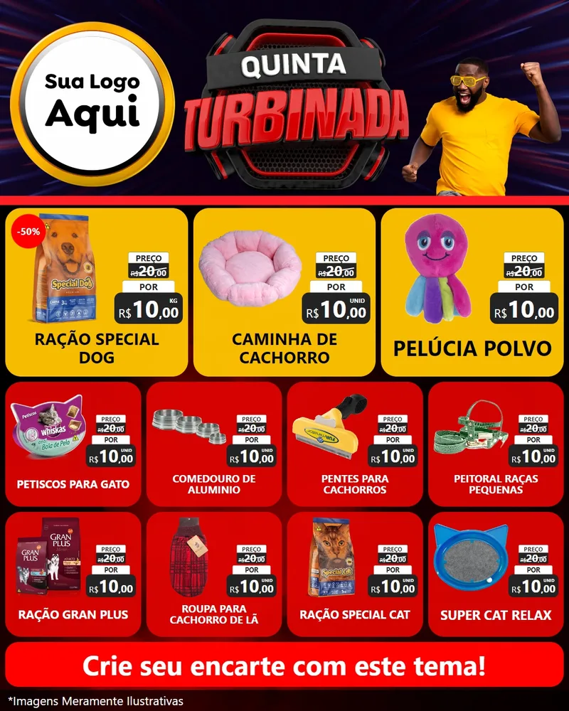 Modelo de Rede Social para Feed Instagram com o tema Quinta Turbinada para Pet Shop