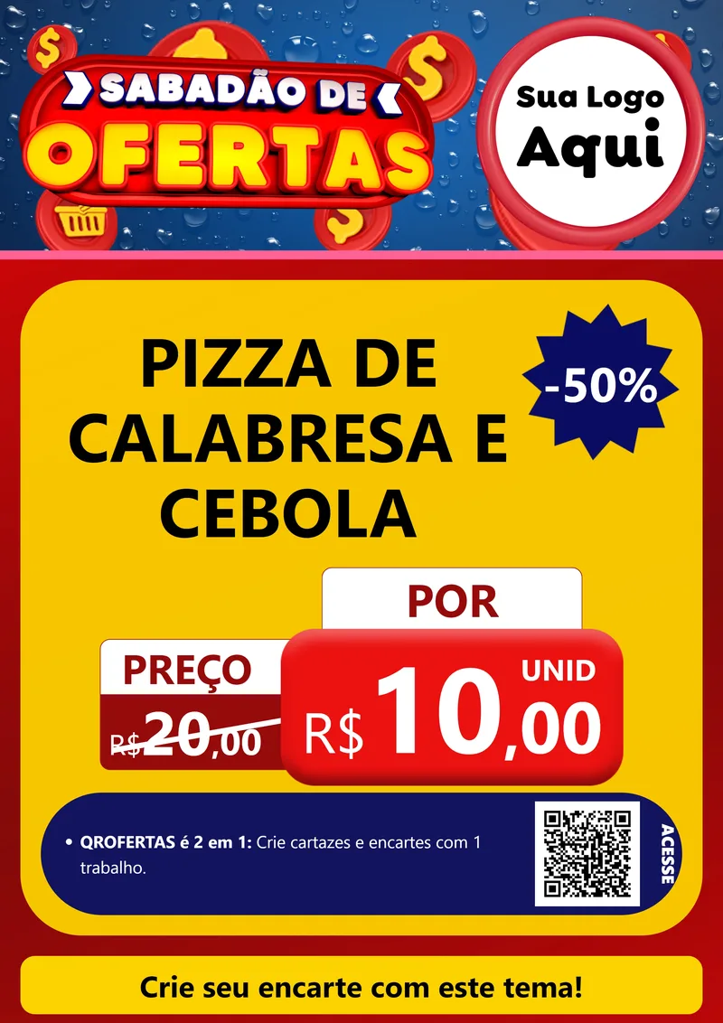 Modelo de Cartaz para Cartaz A4 Vertical com o tema Sabadão de Ofertas para Pizzaria
