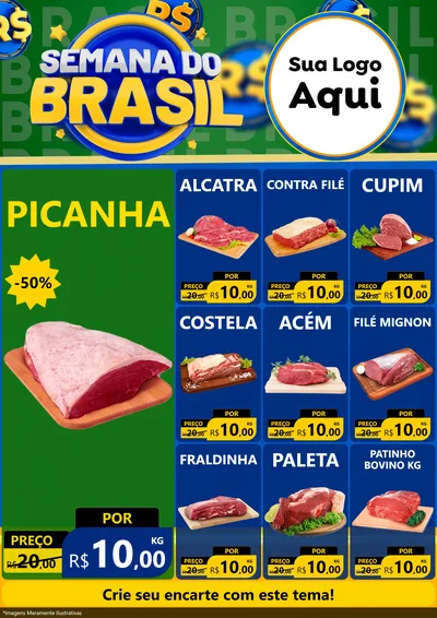Modelo de Encarte para Encarte A4 Vertical com o tema Semana Do Brasil para Açougue