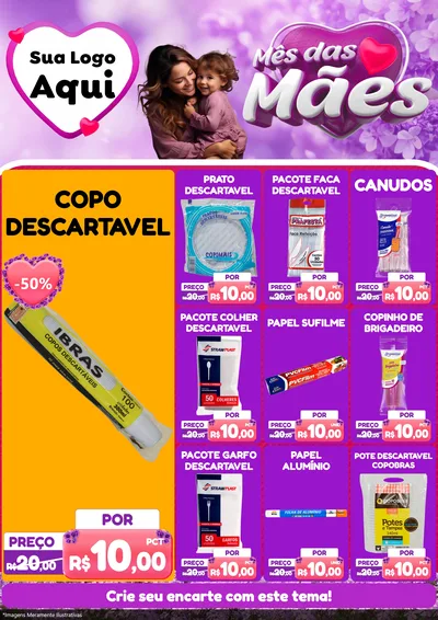 Modelo de Encarte para Encarte A4 Vertical com o tema Mês das Mães para Embalagens