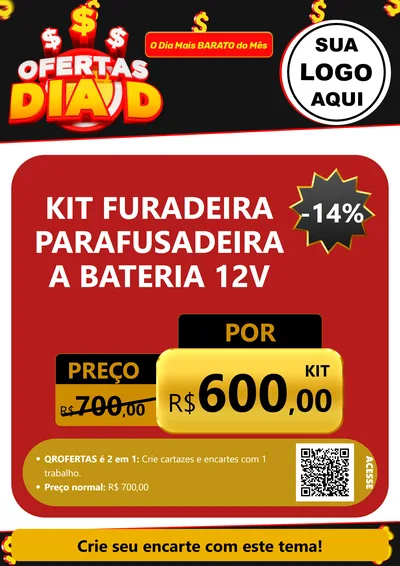 Modelo de Cartaz para Cartaz A4 Vertical com o tema Ofertas Dia D para Maquinas e Ferramentas