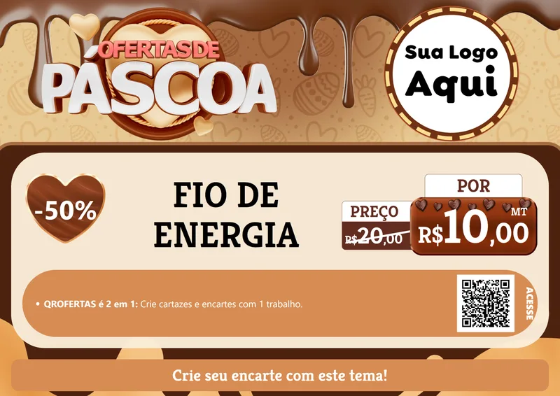 Modelo de Cartaz para Cartaz A4 Horizontal com o tema Ofertas de Páscoa para Materiais Elétricos