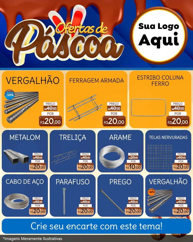 Modelo de Rede Social para Feed Instagram com o tema Ofertas de Páscoa para Ferragens