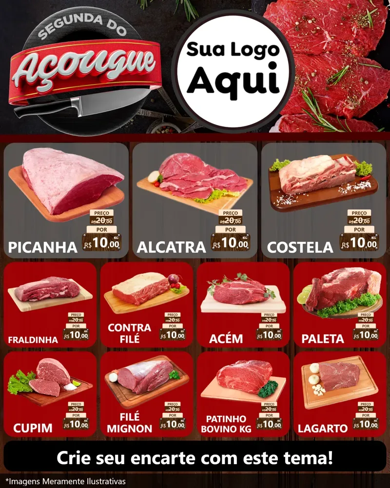 Modelo de Rede Social para Feed Instagram com o tema Segunda do Açougue para Açougue
