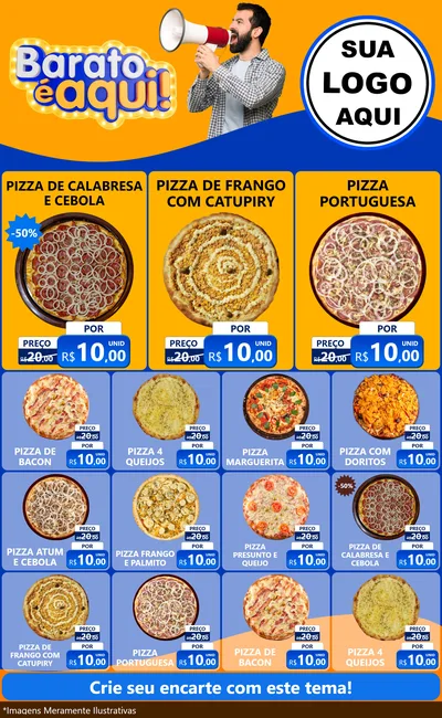 Modelo de Encarte para Encarte Grande com o tema Barato é aqui para Pizzaria