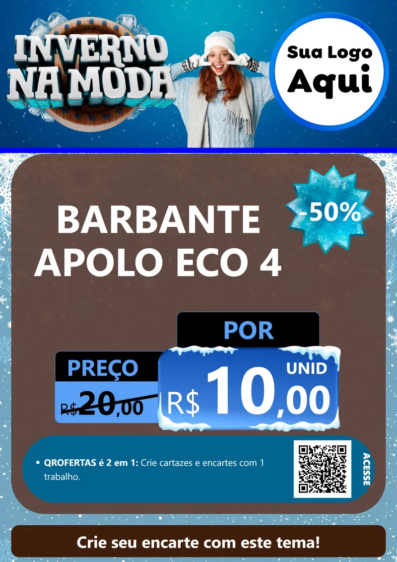 Modelo de Cartaz para Cartaz A4 Vertical com o tema Inverno na Moda para Armarinho e Aviamentos