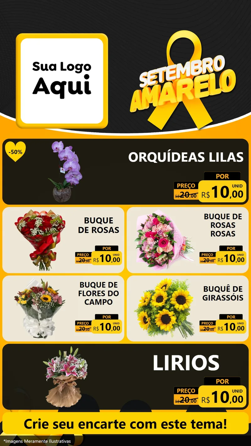 Modelo de TV para TV Vertical com o tema Setembro Amarelo para Floricultura e jardim