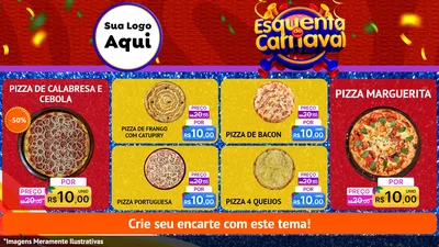 Modelo de TV para TV Horizontal com o tema Esquenta de Carnaval para Pizzaria