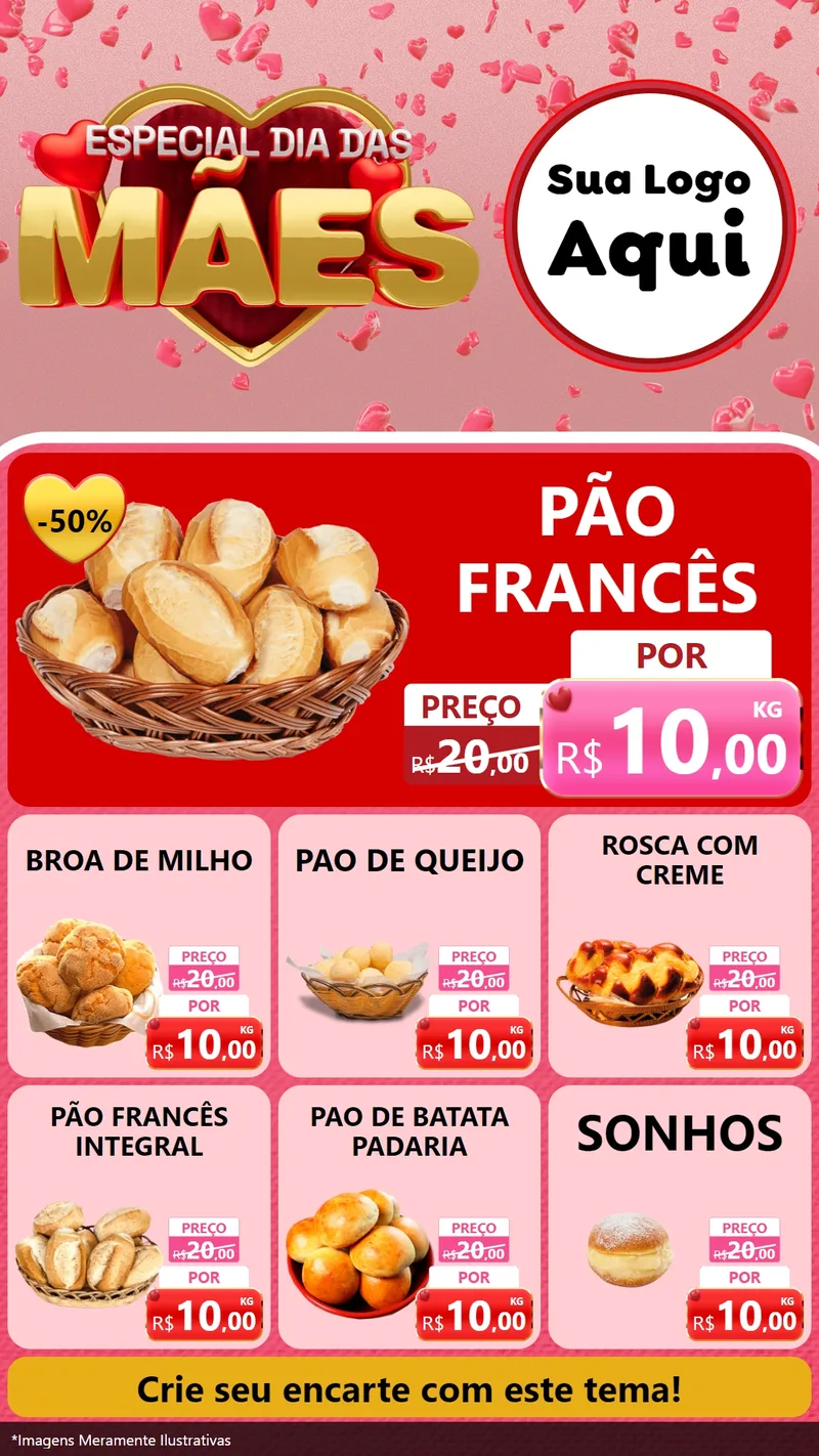 Modelo de Rede Social para Stories com o tema Especial Dia Das Mães para Padaria