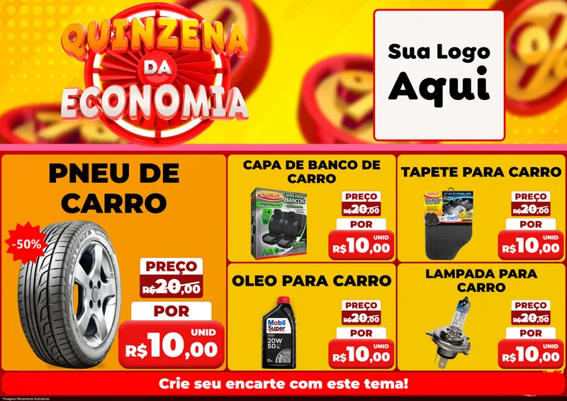 Modelo de Encarte para Encarte A4 Horizontal com o tema Quinzena Da Economia para Auto peças