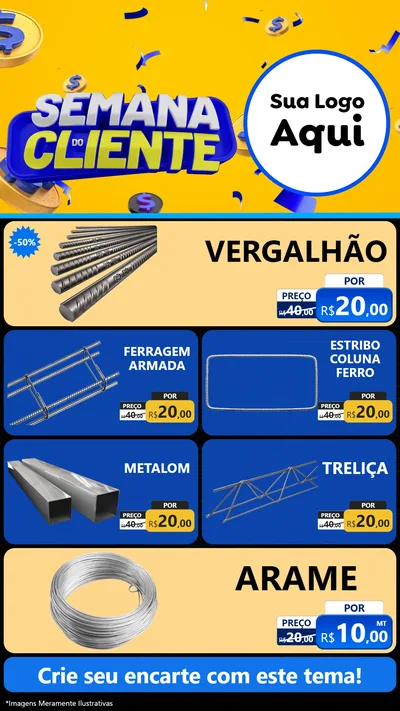 Modelo de TV para TV Vertical com o tema Semana do Cliente para Ferragens