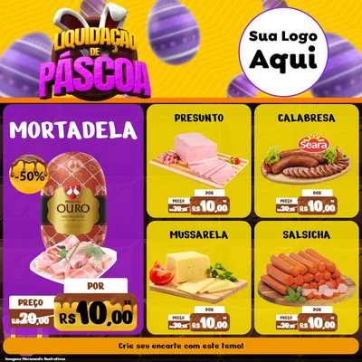 Modelo de Rede Social para Feed Facebook com o tema Liquidação de Páscoa para Frios e Laticínios