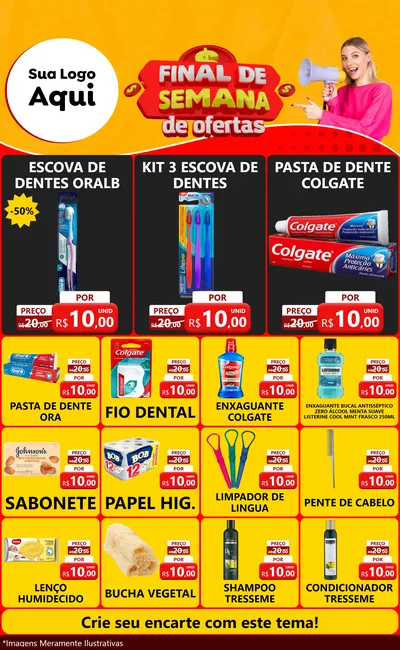 Modelo de Encarte para Encarte Grande com o tema Final de Semana de Ofertas para Higiene Pessoal