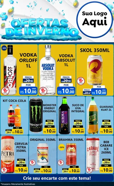 Modelo de Encarte para Encarte Grande com o tema Ofertas de Inverno para Distribuidora de bebidas