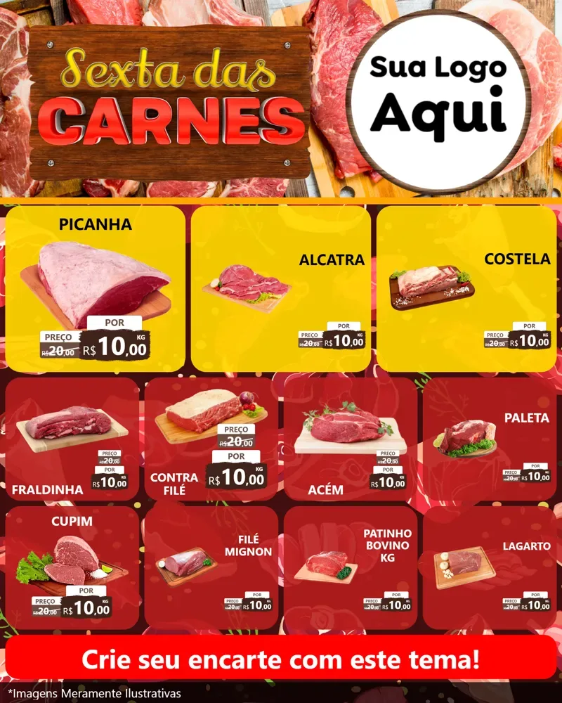 Modelo de Rede Social para Feed Instagram com o tema Sexta das Carnes para Açougue