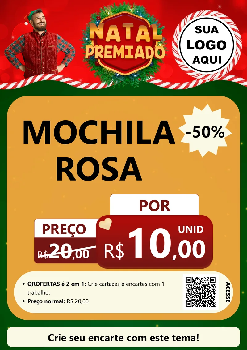 Modelo de Cartaz para Cartaz A4 Vertical com o tema Natal Premiado para Papelaria