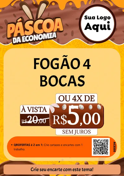 Modelo de Cartaz para Cartaz A4 Vertical com o tema Páscoa da Economia para Móveis e Eletro