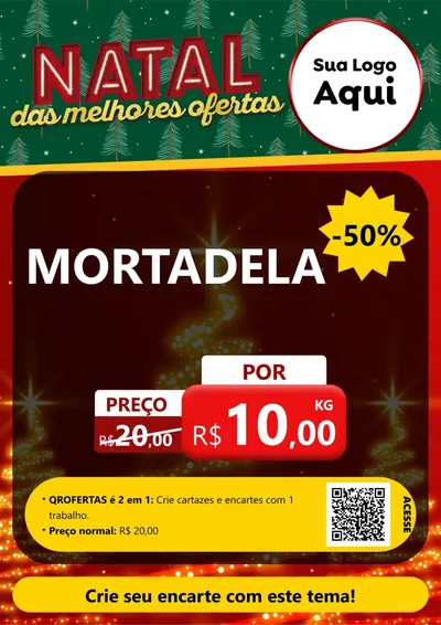 Modelo de Cartaz para Cartaz A4 Vertical com o tema Natal das Melhores Ofertas para Frios e Laticínios