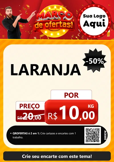 Modelo de Cartaz para Cartaz A4 Vertical com o tema Março de Ofertas! para Hortifrúti