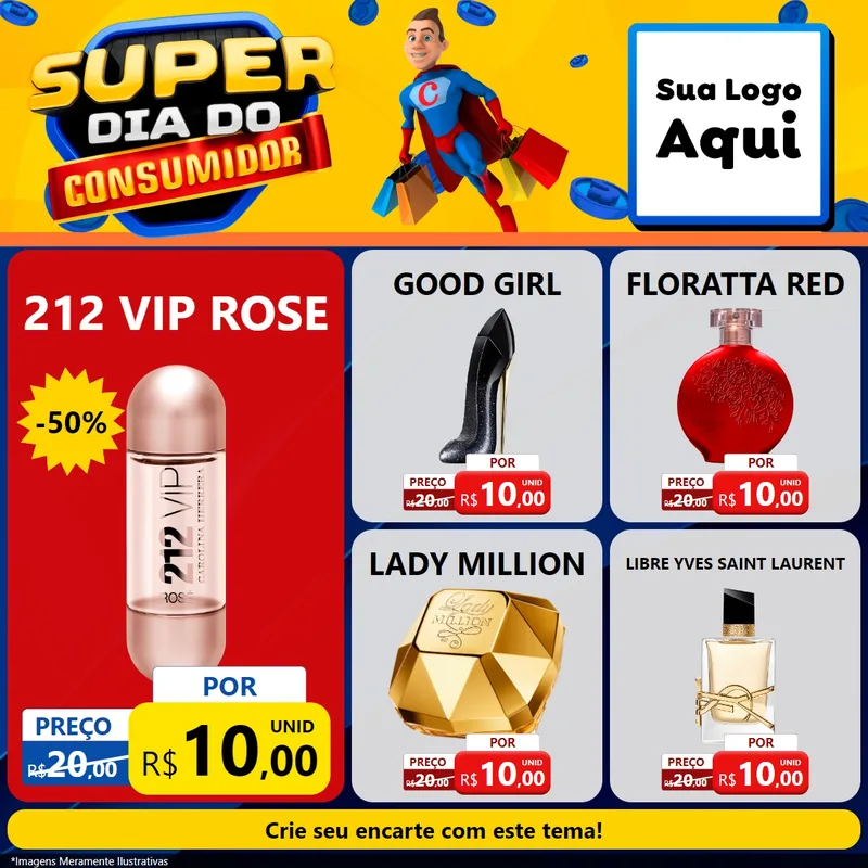 Modelo de Rede Social para Feed Facebook com o tema Super Dia do Consumidor para Perfumes