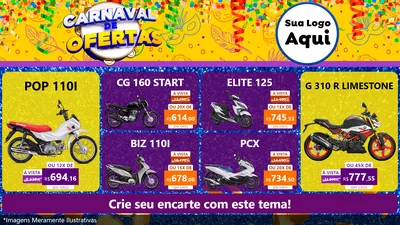 Modelo de TV para TV Horizontal com o tema Carnaval de Ofertas para Concessionaria de Motos